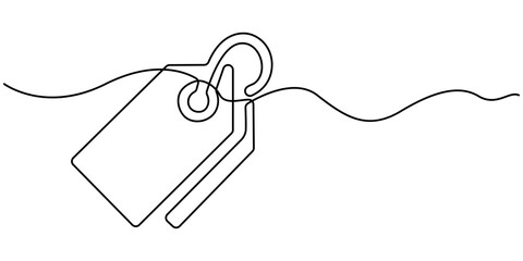 Black Friday sale concept in continuous line. Tag emblem with percent discount. Linear background of percent sign. Sale label, one line art , One continuous line drawing blank. Minimalist design.