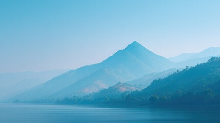 serene landscape with iconic tourist destination captured in minimalist style emphasizing tranquility
