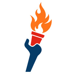 Hand Hold Torch Flame Vector Illustration for Sport Event Logo and Branding Design