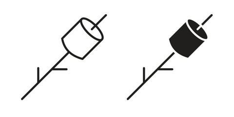 Marshmallow icon graphic doodle, sketch, outline drawing Vector illustration