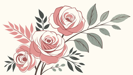classic hand-painted floral arrangement with pink and red roses