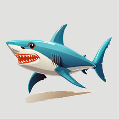 Cartoon Shark with Sharp Teeth: A Simplified Marine Predator Illustration for Educational Purposes