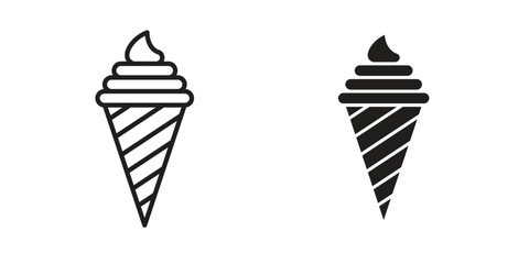 Ice cream icon graphic doodle, sketch, outline drawing Vector illustration