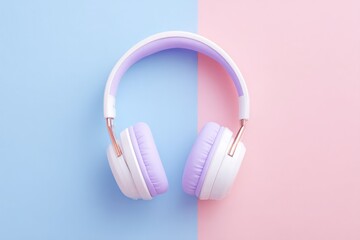minimalistic microphone with headphones on pastel background to celebrate international podcast day