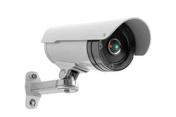 Modern security camera monitoring, recording, and protecting on white background