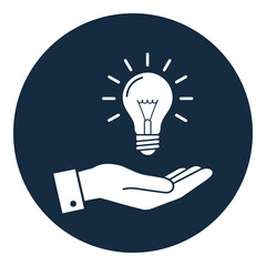 Creative Idea Icon – Business Thinking and Innovation Vector Illustration with Hand Holding Light Bulb Symbol