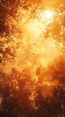 Looking Up at Trees and Sky with Golden Filter Effect