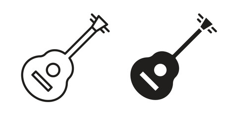 Guitar icon graphic doodle, sketch, outline drawing Vector illustration