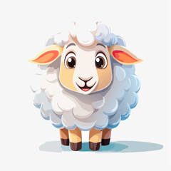 Adorable Cartoon Lamb: A charming Illustration of a Smiling Sheep with Fluffy Wool