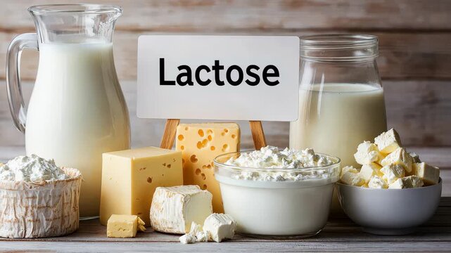 different products containing lactose. Selective focus. food.