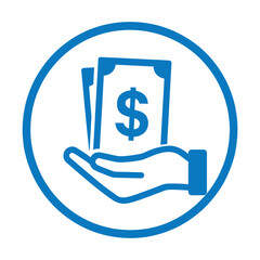 Save Money Icon – Hand Holding Dollar Bills Vector Illustration for Salary, Finance, and Investment Concepts