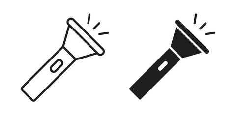 Flashlight icon graphic doodle, sketch, outline drawing Vector illustration