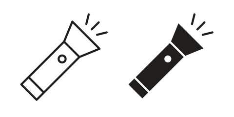 Flashlight icon graphic doodle, sketch, outline drawing Vector illustration