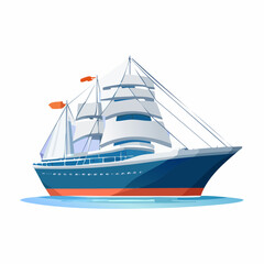 A Magnificent Cartoon Illustration of a Majestic Sailing Ship on Calm Waters