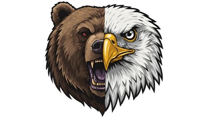Fototapeta premium Split Face Animal Gaming Logo 