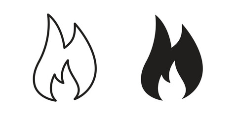 Fire icon graphic doodle, sketch, outline drawing Vector illustration