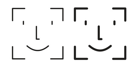 Face id icon graphic doodle, sketch, outline drawing Vector illustration