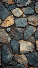 Stone Wall Texture with Natural Rock Shapes and Earthy Colors
