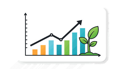 Growing business success with green analytics chart