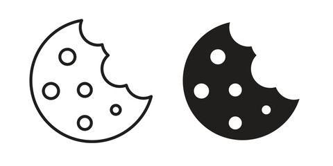 Cookie icon graphic doodle, sketch, outline drawing Vector illustration