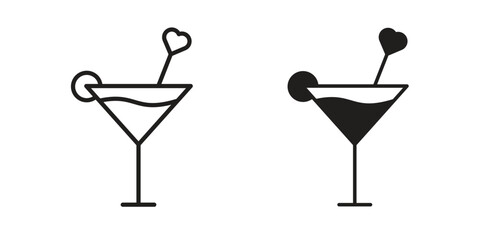 Cocktail icon graphic doodle, sketch, outline drawing Vector illustration