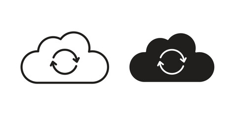 Cloud sync icon graphic doodle, sketch, outline drawing Vector illustration
