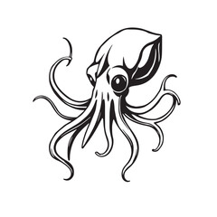 Fototapeta premium Squid vector design concept black and white illustration.