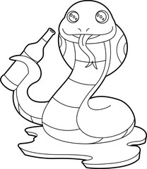 Snake Bottle Beer Animal Vector Graphic Art Illustration