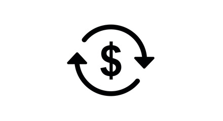 Obraz premium Currency exchange icon with dollar sign and arrows in circular motion