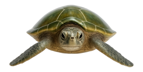 Green sea turtle with smooth carapace and flipper-like limbs