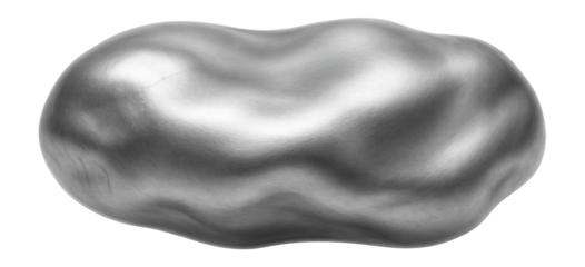 Tin nugget with silvery appearance and soft, bendable form