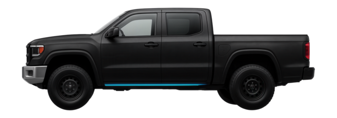 Plug-in hybrid pickup truck with a robust front bumper and extended cab