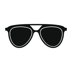 Stylish silhouette of modern sunglasses with a sleek design isolated on white background