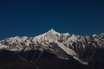 The night view of Meili Snow Mountain in Yunnan Province