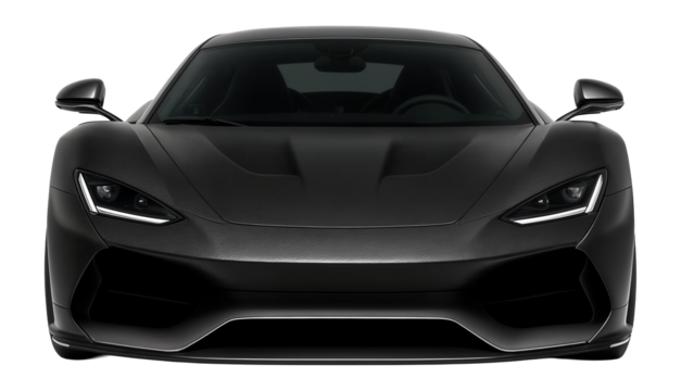 Supercar displaying a distinctive front air dam and wide rear track