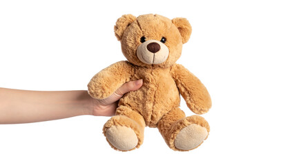 Fototapeta premium Gentle embrace, a closeup of teddy bear held in loving hand, symbolizing comfort and affection