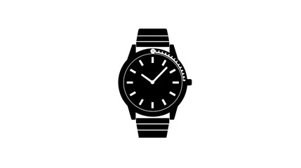 A Simple White Analog Clock on a Black Transparent Background, Minimalist Design, Timepiece with Classic Round Shape and Clear Numbers,  Precise Time