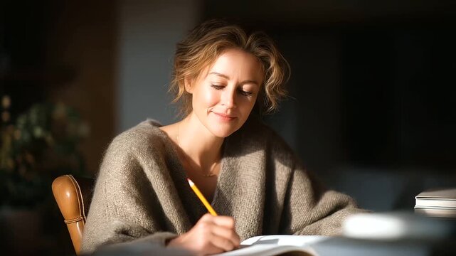 Writer Revising Rejected Manuscript in Natural Light