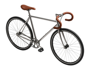 Obraz premium Fixed-gear bike with classic steel tubing and leather-wrapped handlebars
