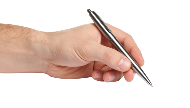 Hand holding pen on dark background, writing, notetaking, and creative expression - Powered by Adobe