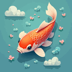 Fototapeta premium Very beautiful and cute Koi fish design 