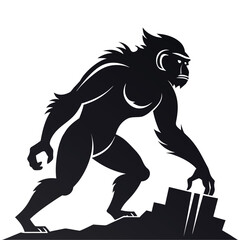 Powerful Silhouette of Ape Stepping Over Competition – Dominance, Strength, Victory, Business Metaphor Vector Design for Marketing, Motivation, Leadership, and Competitive Success