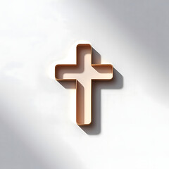Fototapeta premium Simple Copper Cross On White Background Peaceful Image
