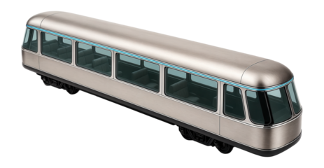 Luxury train carriage with large panoramic windows and sleek metallic finish