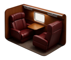 VIP train cabin with personal climate control and bespoke furnishings