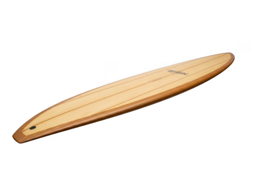 Vintage wooden surfboard isolated on transparent background