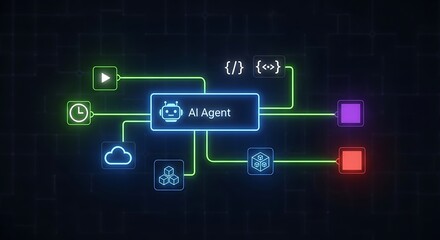 Fototapeta premium AI Agent Orchestrating Tasks with Futuristic Connections
