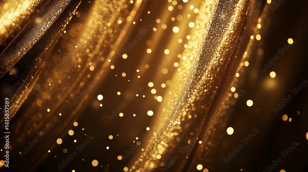 Wall mural abstract gold fabric with glittering particles, luxurious texture background.
