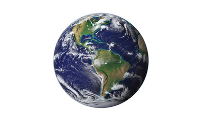 Fototapeta premium Satellite View of Planet Earth — Stunning Image of the Americas from Space for Global, Environmental, and Educational Use, transparent background