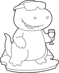 Dinosaur Red wine Animal Vector Graphic Art Illustration